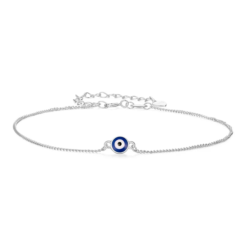 925 Sterling Silver Blue Evil Eye Anklet
