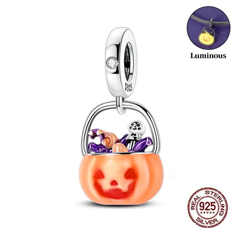 925 Sterling Silver Halloween Luminous Charm Bead