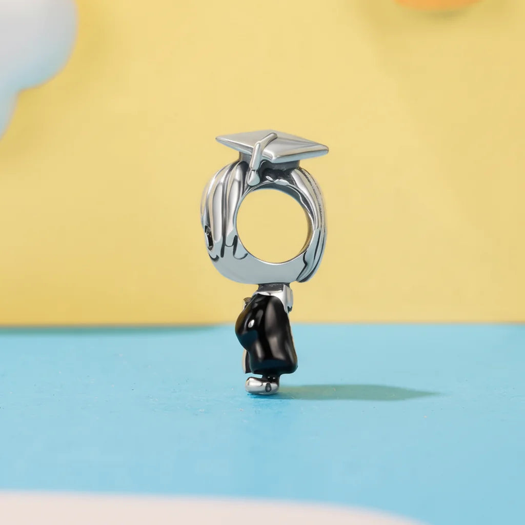 925 Sterling Silver Graduation Owl & Cap Charm