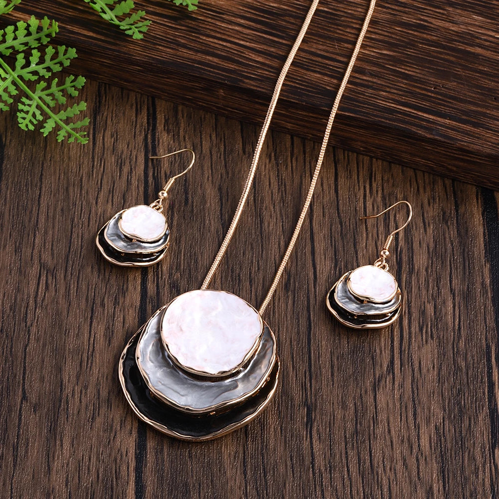 Round Irregular Necklace & Earrings Set
