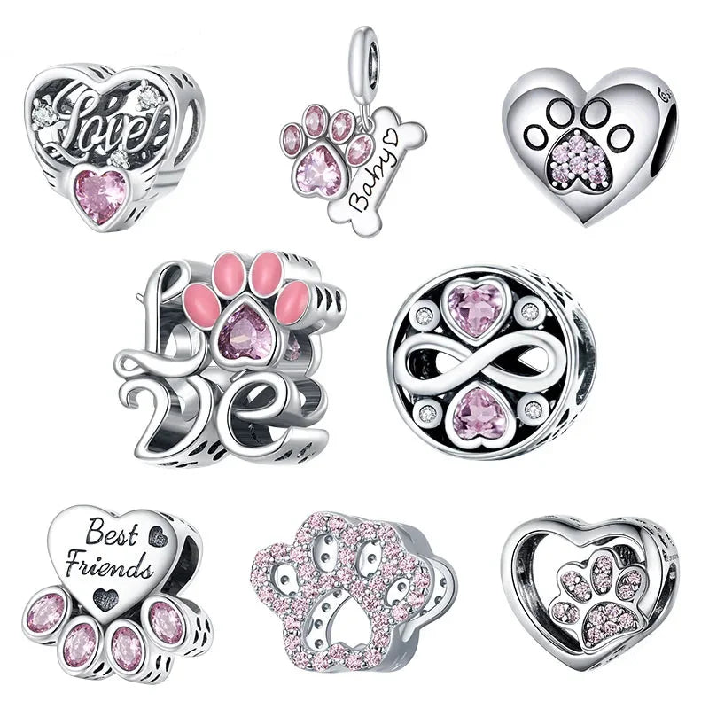 925 Sterling Silver Cat Claw Heart Charm