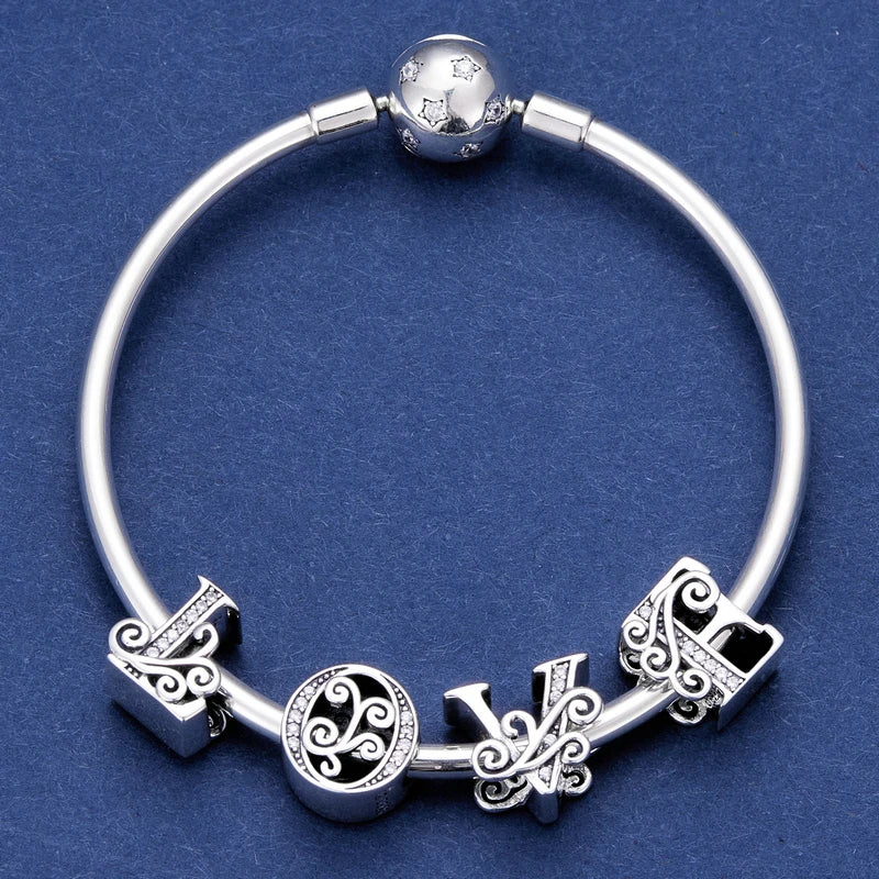 925 Sterling Silver Alphabet Letter Charm