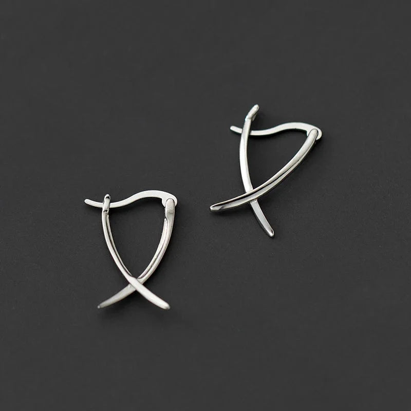 925 Sterling Silver Abstract Hoop Earrings