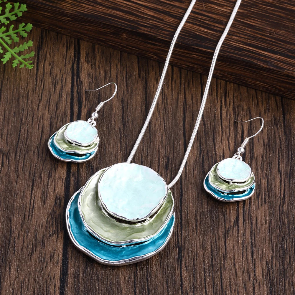Round Irregular Necklace & Earrings Set