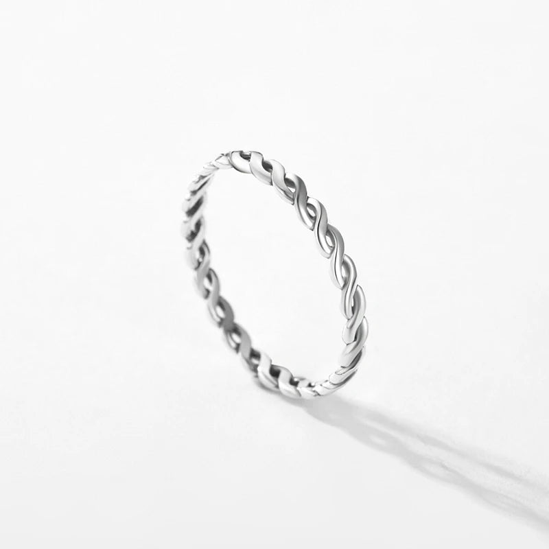 925 Sterling Silver Twisted Texture Stackable Ring