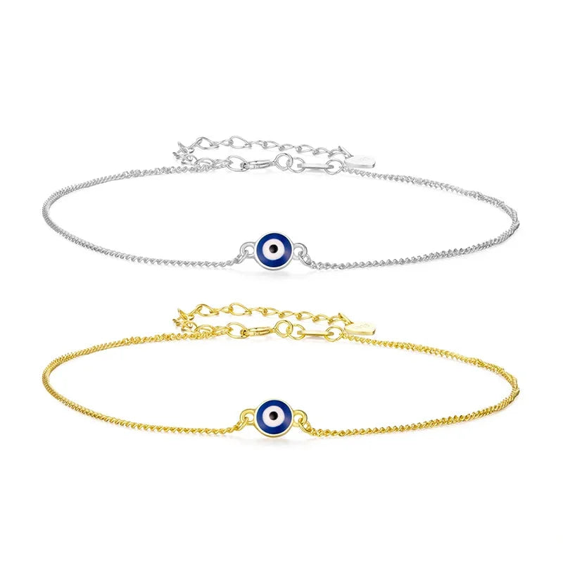 925 Sterling Silver Blue Evil Eye Anklet