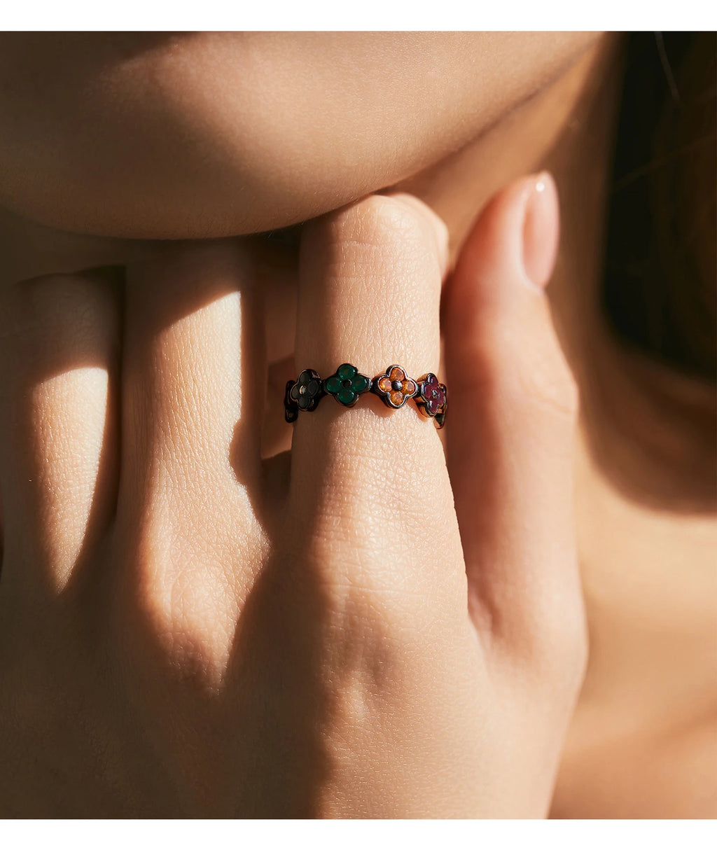 925 Sterling Silver Colorful CZ Geometric Twist Ring