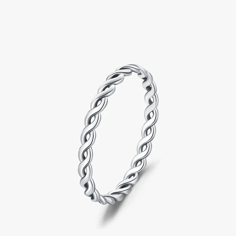925 Sterling Silver Twisted Texture Stackable Ring