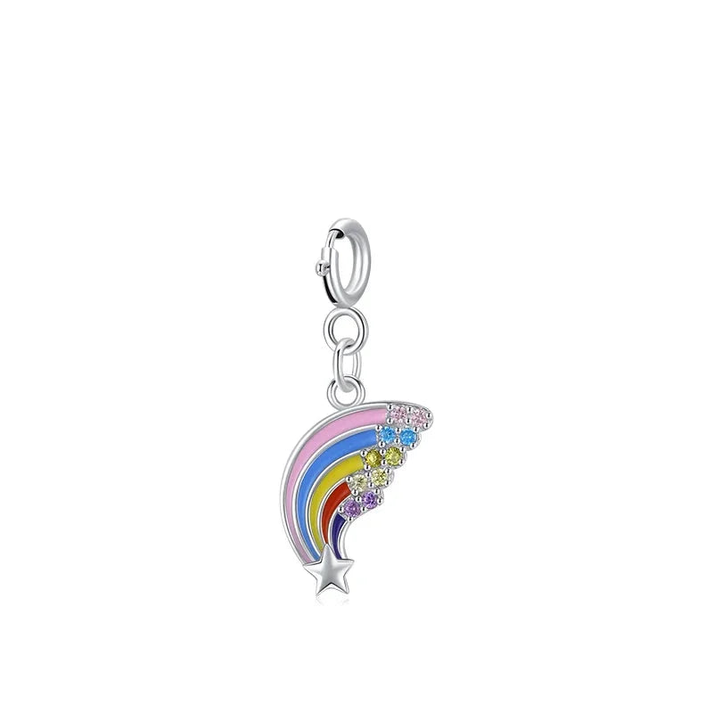925 Sterling Silver Enamel Rainbow Plant Heart Charm
