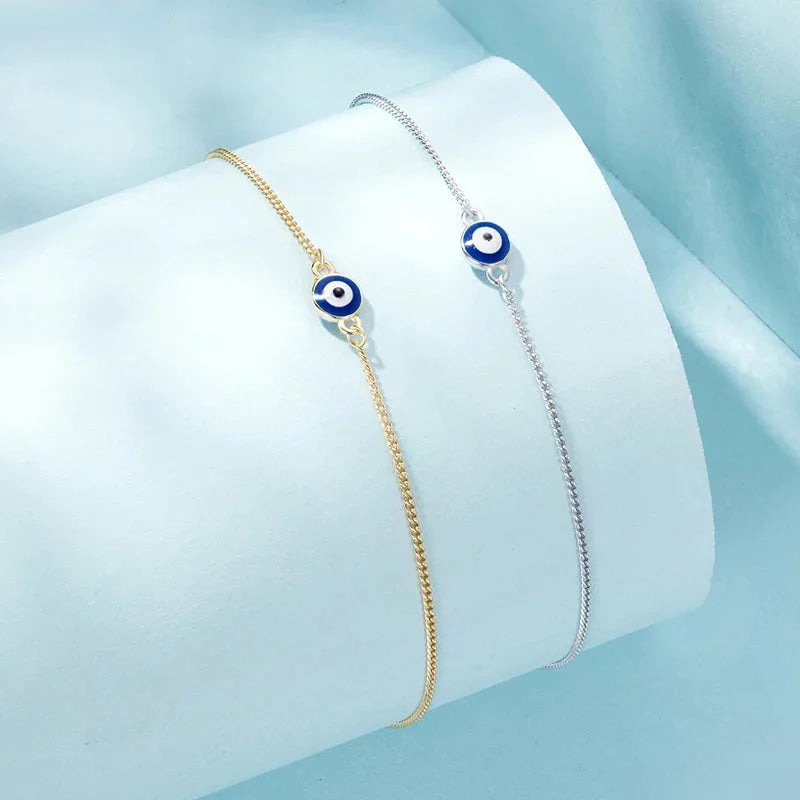 925 Sterling Silver Blue Evil Eye Anklet