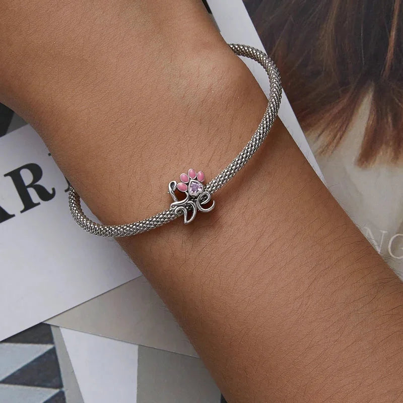 925 Sterling Silver Cat Claw Heart Charm