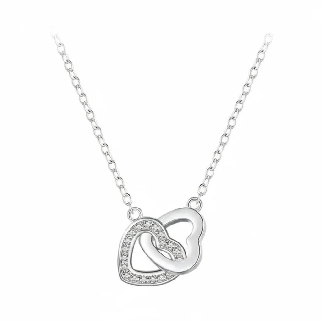 925 Sterling Silver Connected Hearts Choker Necklace