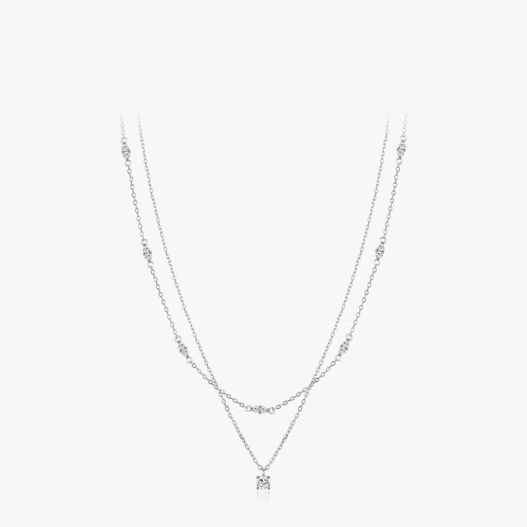 925 Sterling Silver Double-Layer Moissanite Choker Necklace