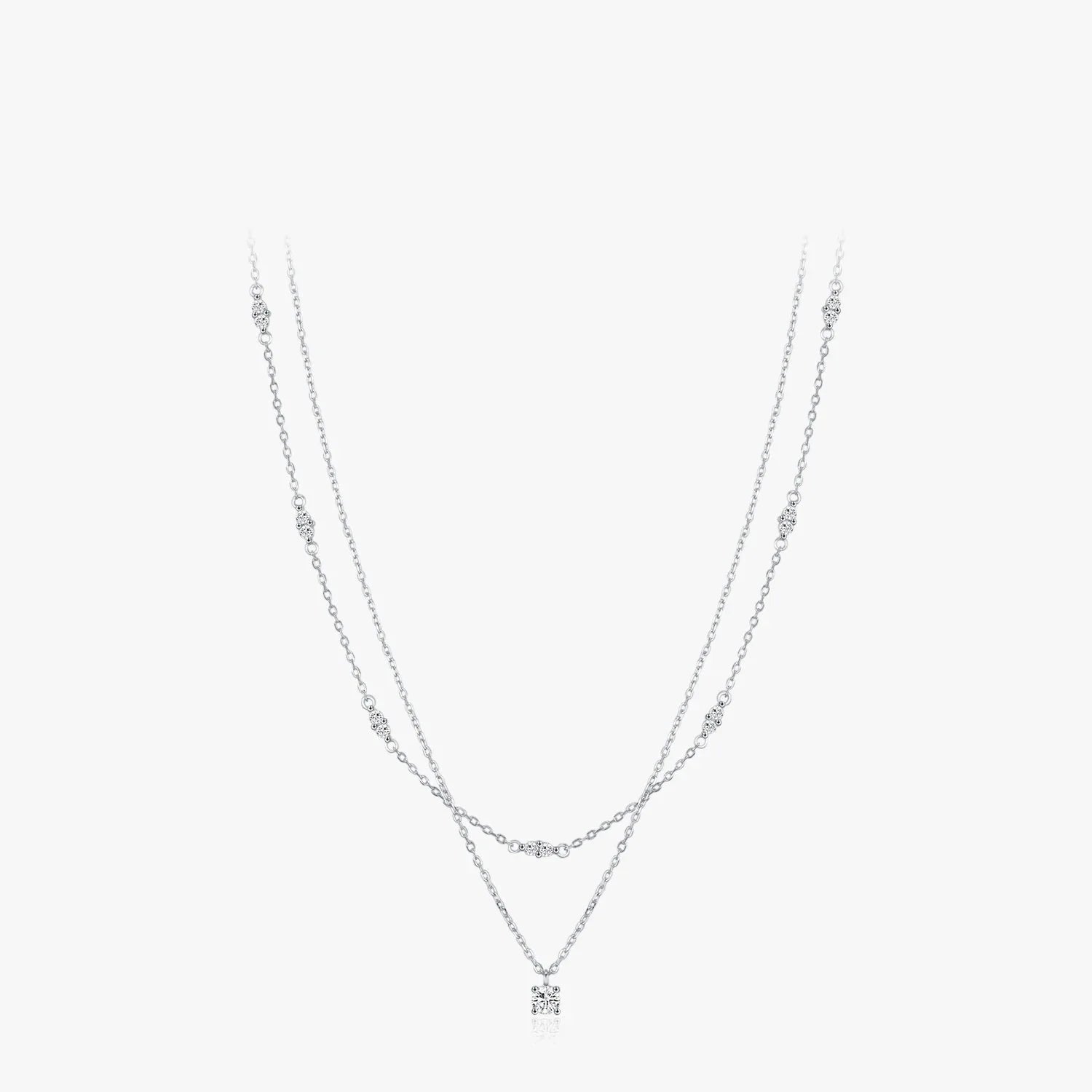 925 Sterling Silver Double-Layer Moissanite Choker Necklace
