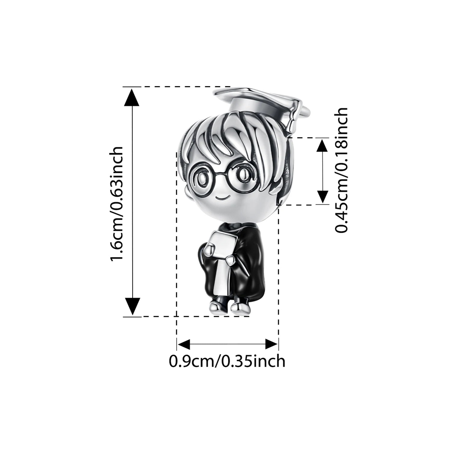 925 Sterling Silver Graduation Owl & Cap Charm