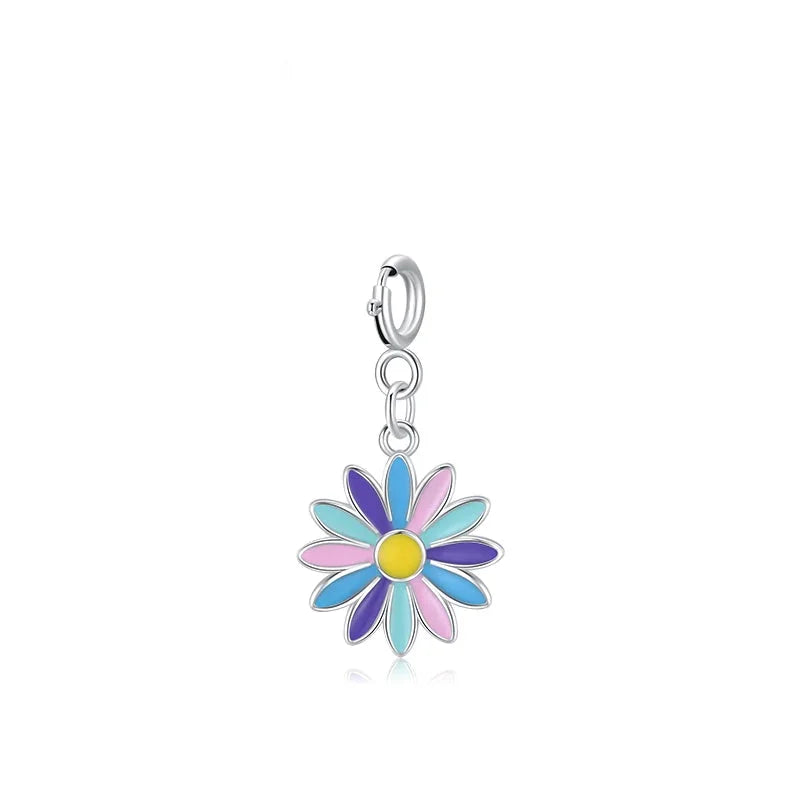 925 Sterling Silver Enamel Rainbow Plant Heart Charm