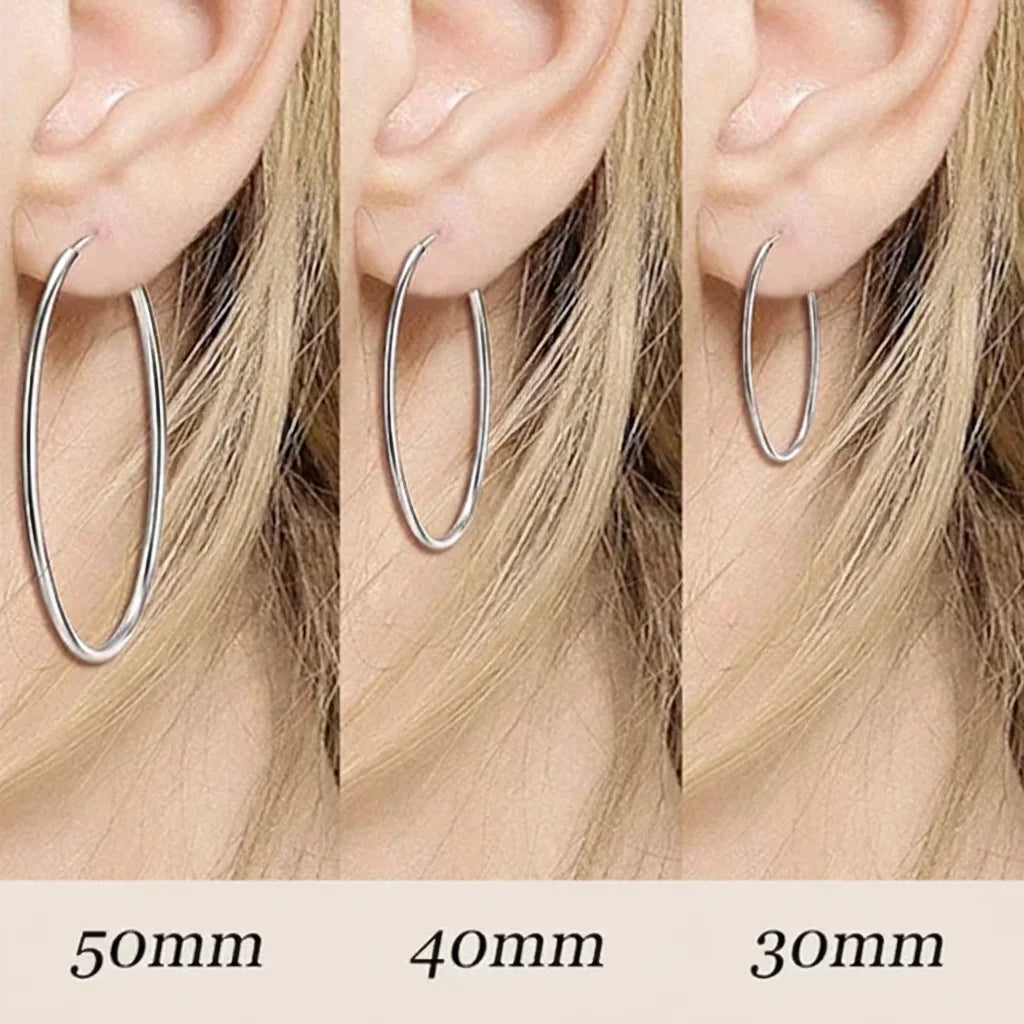 925 Sterling Silver Large Circle Hoop Earrings