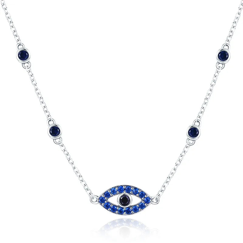 925 Sterling Silver Lucky Blue Eye Necklace