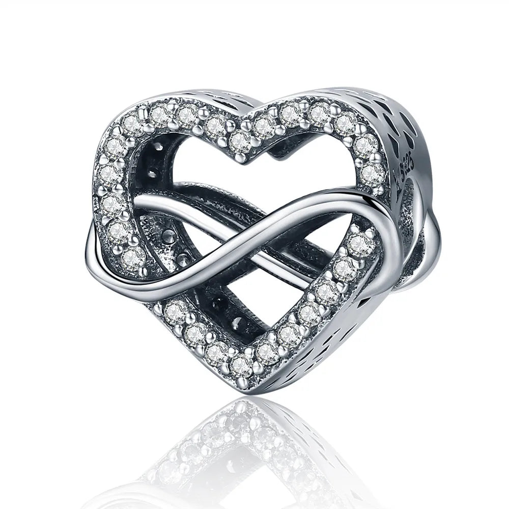 925 Sterling Silver Family Heart Cross Charm