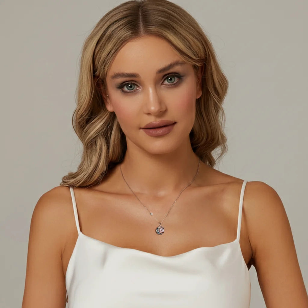 925 Sterling Silver Fantasy Rainbow Planet Necklace