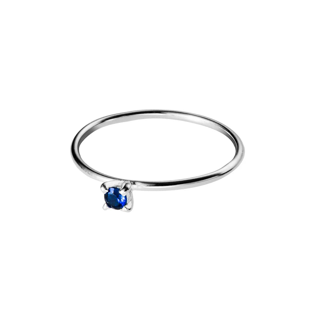 925 Sterling Silver Blue Crystal Stackable Slim Ring
