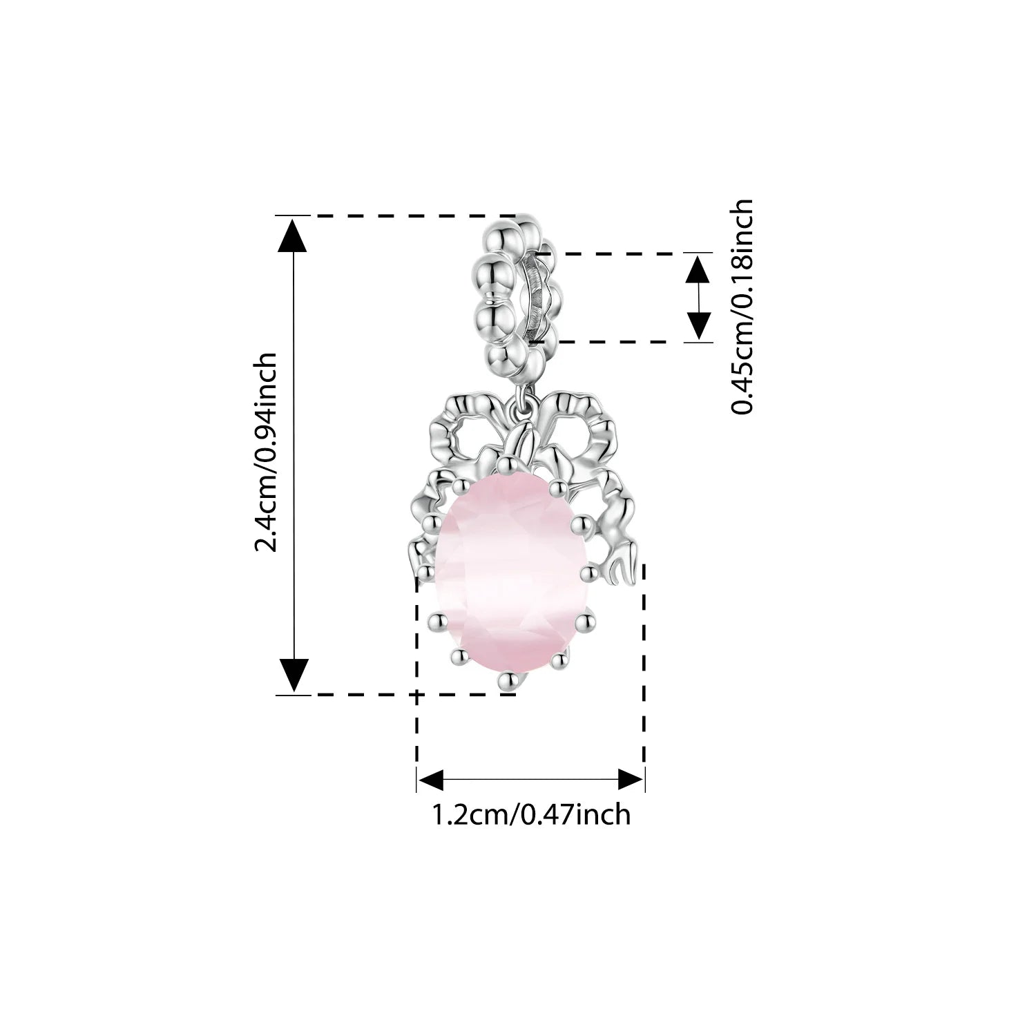 925 Sterling Silver Pink Cherry Bow Charm