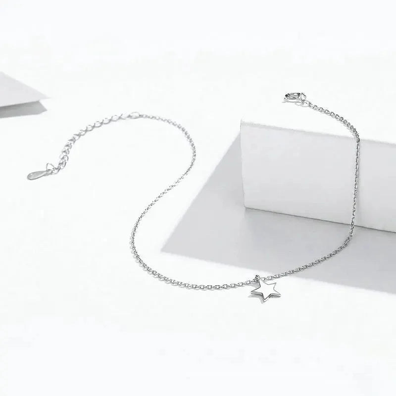 925 Sterling Silver Simple Star Anklet