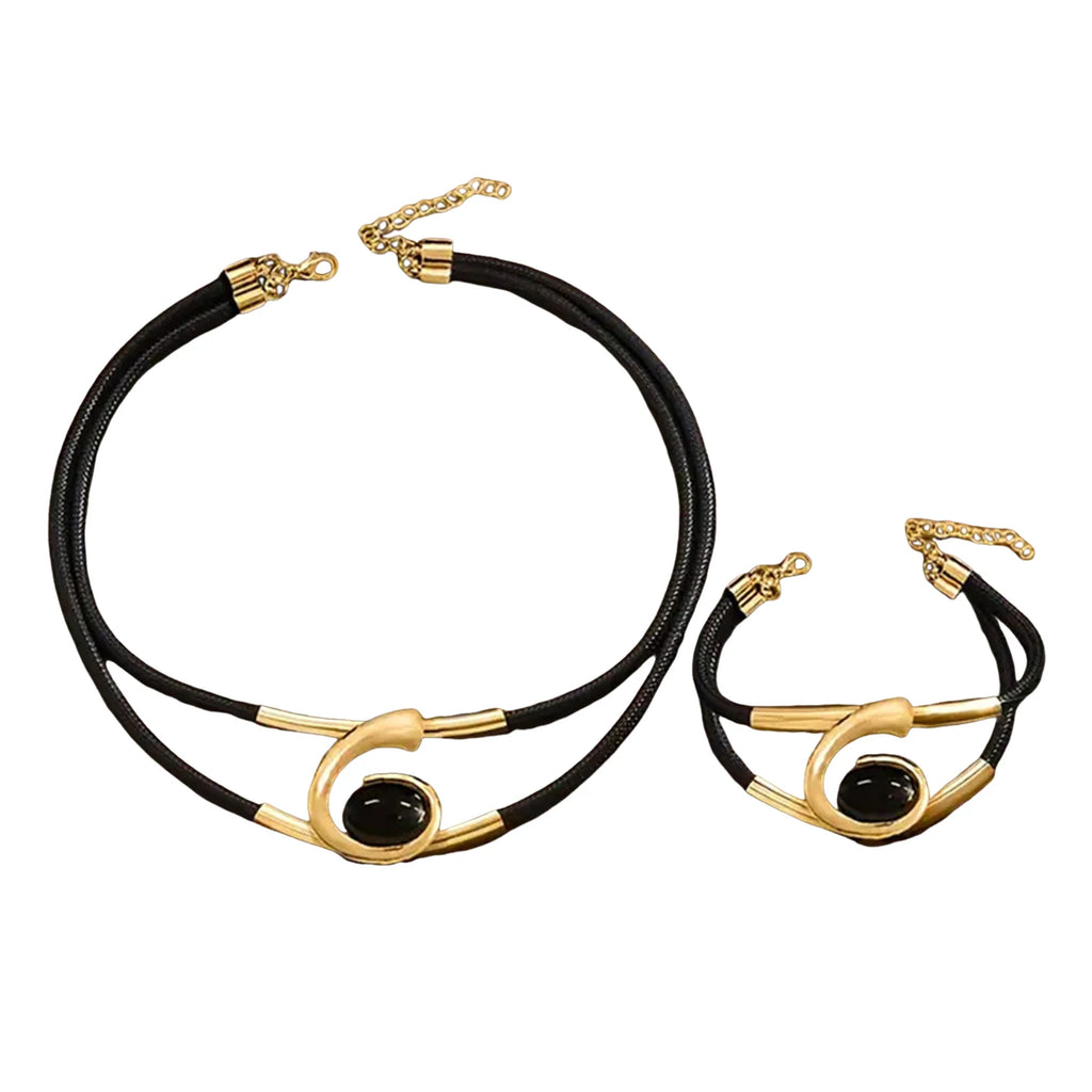 Bohemian Retro Spiral Acrylic Necklace & Bracelet Set