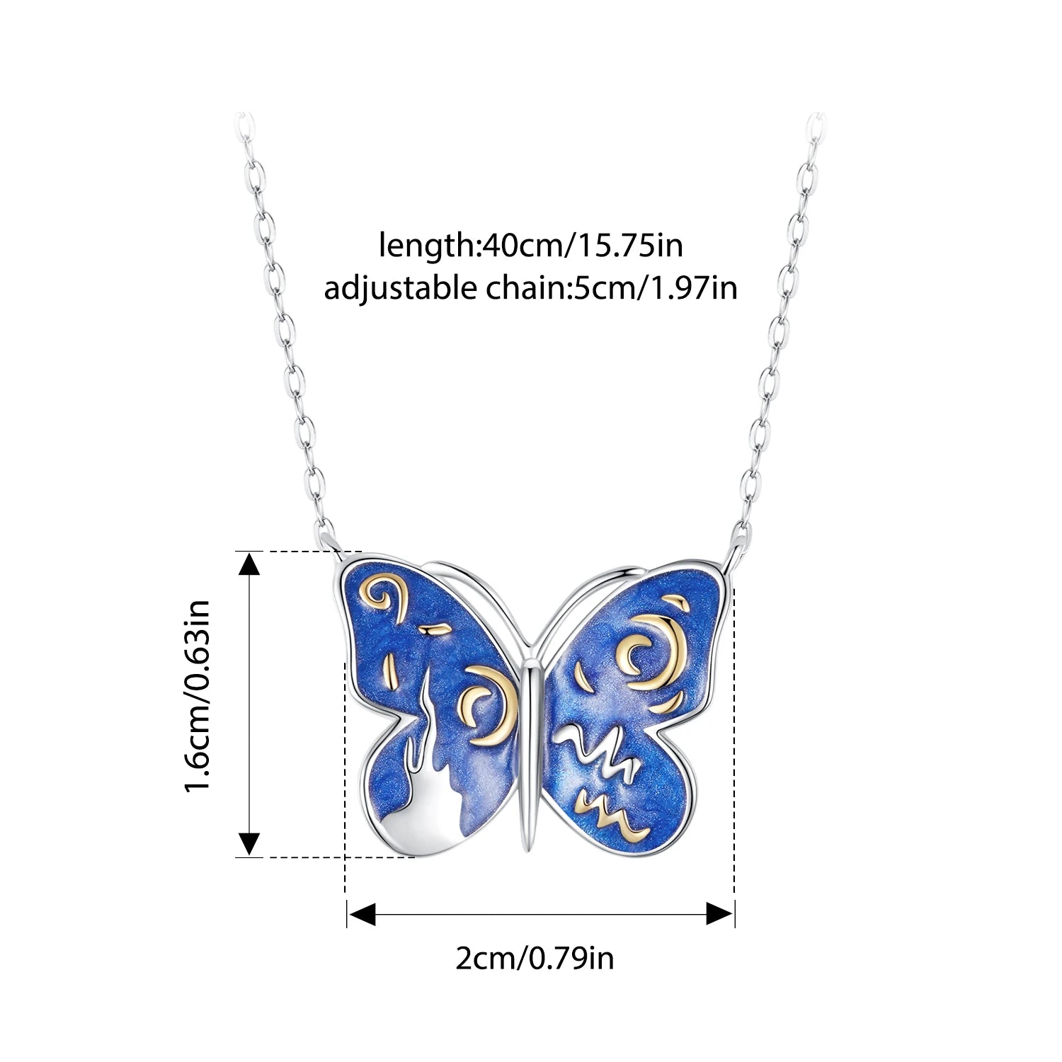 WOSTU Original 925 Sterling Silver Animal Starry Butterfly Necklace Adjustable Chain For Women Wedding Party Gift Fine Jewelry