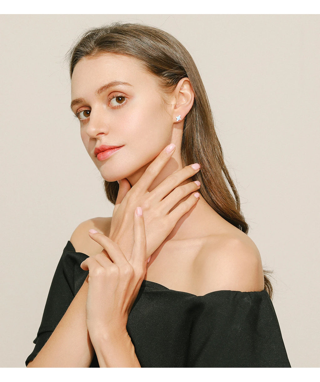 925 Sterling Silver Rectangle Opal Jewelry Set