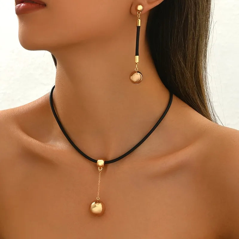 Simple Black Rope Jewelry Set