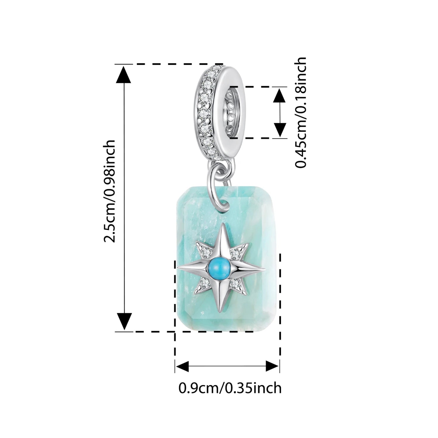 925 Sterling Silver Lucky Amazonite & Amethyst Charm