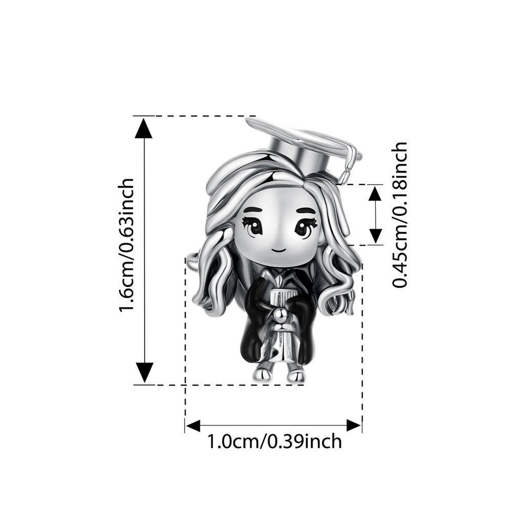 925 Sterling Silver Graduation Owl & Cap Charm