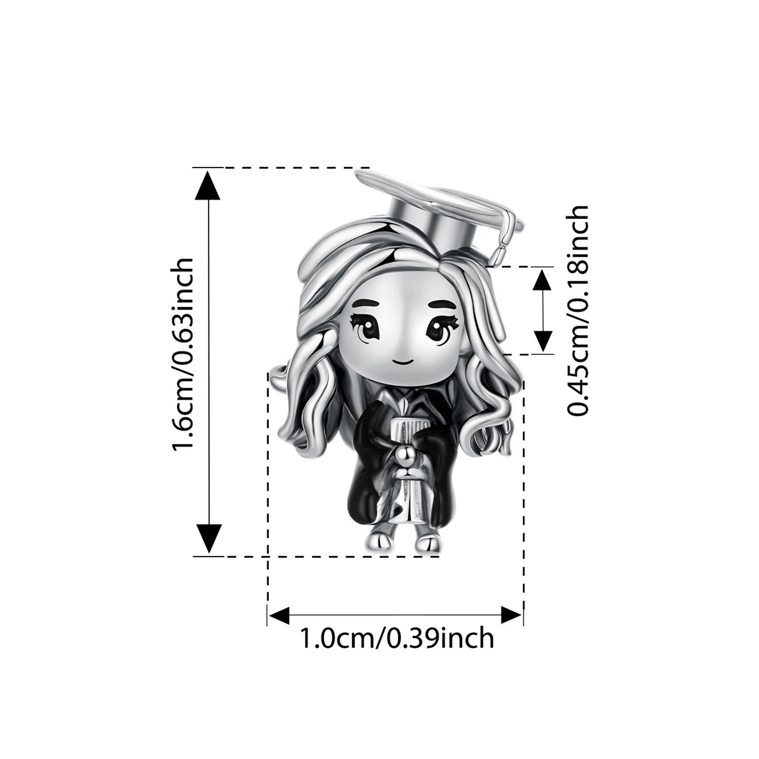 925 Sterling Silver Graduation Owl & Cap Charm