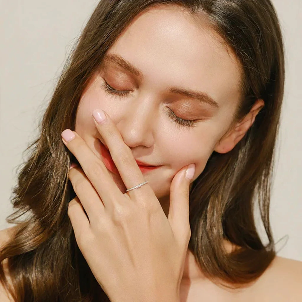 925 Sterling Silver Square Clear CZ Gold Ring