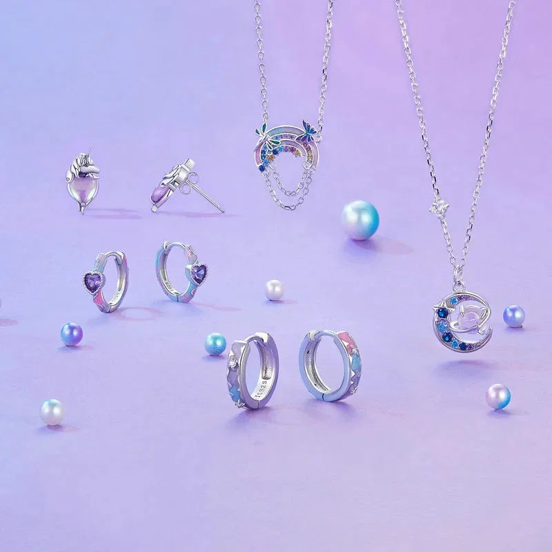 925 Sterling Silver Fantasy Rainbow Planet Necklace