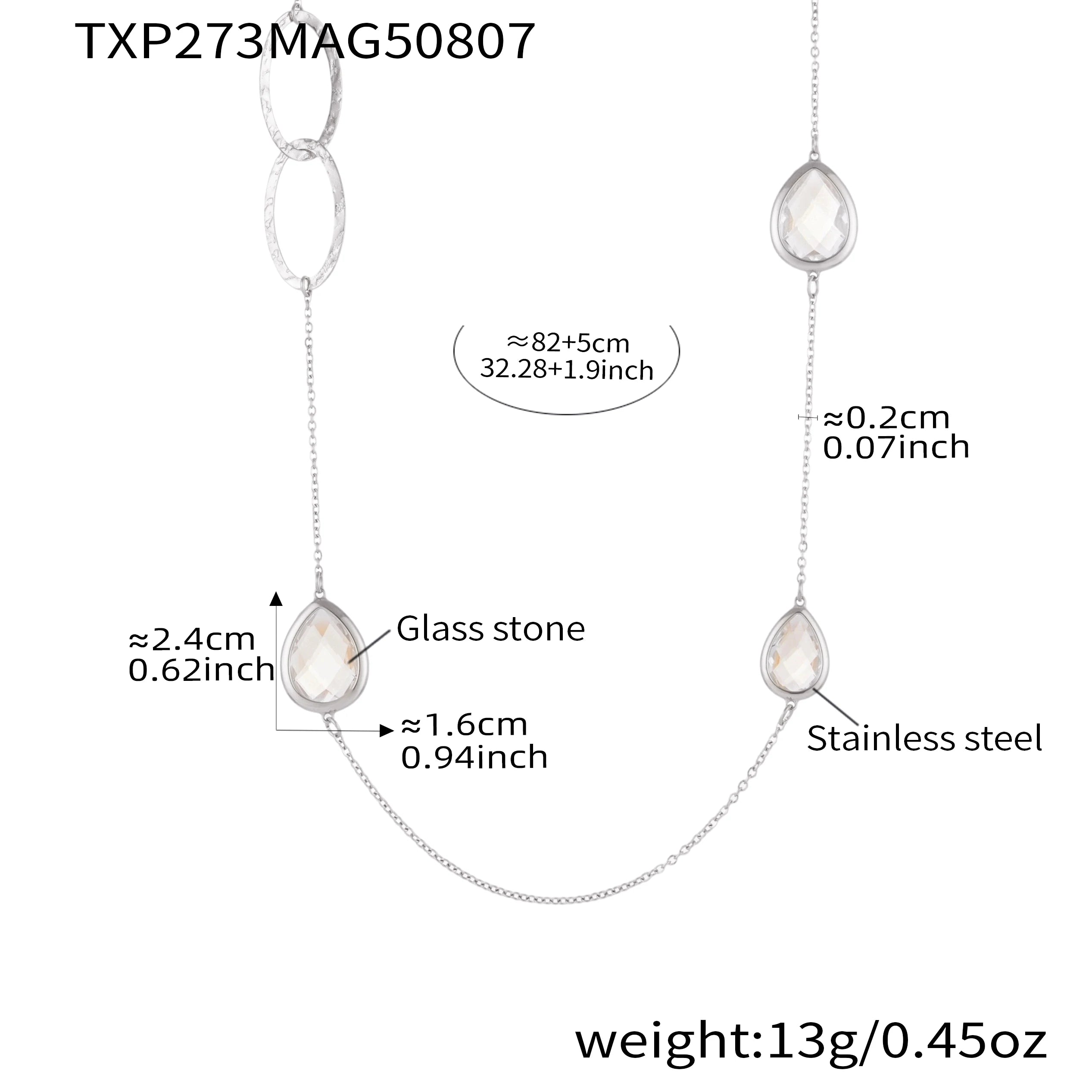 18K Gold Plated Long Sweater Chain Necklace with Faceted Glass Droplet Pendant