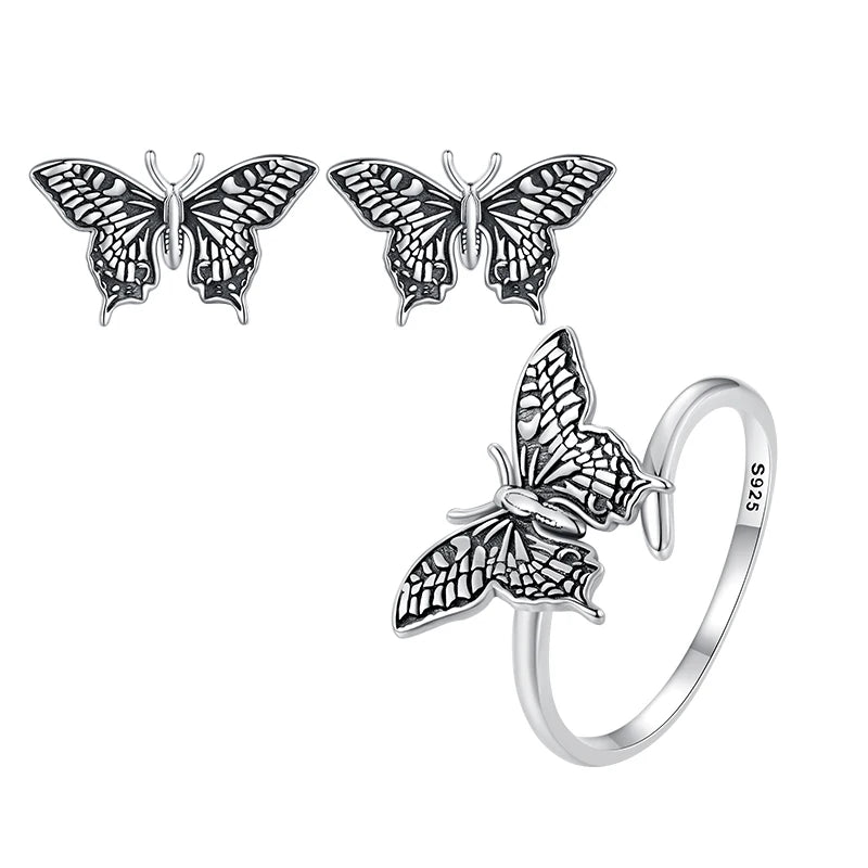 925 Sterling Silver Butterfly Jewelry Set