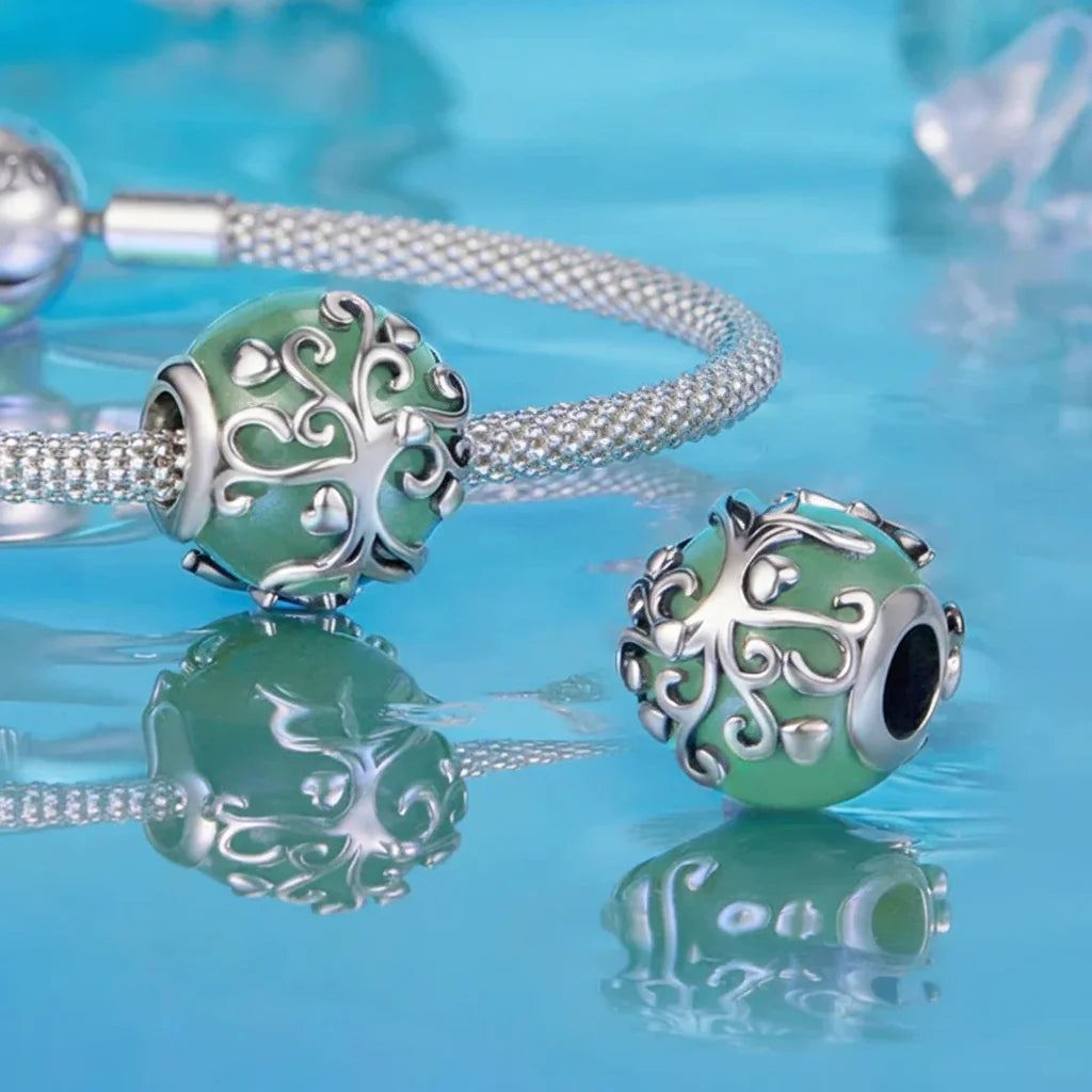 925 Sterling Silver Lucky Amazonite & Amethyst Charm