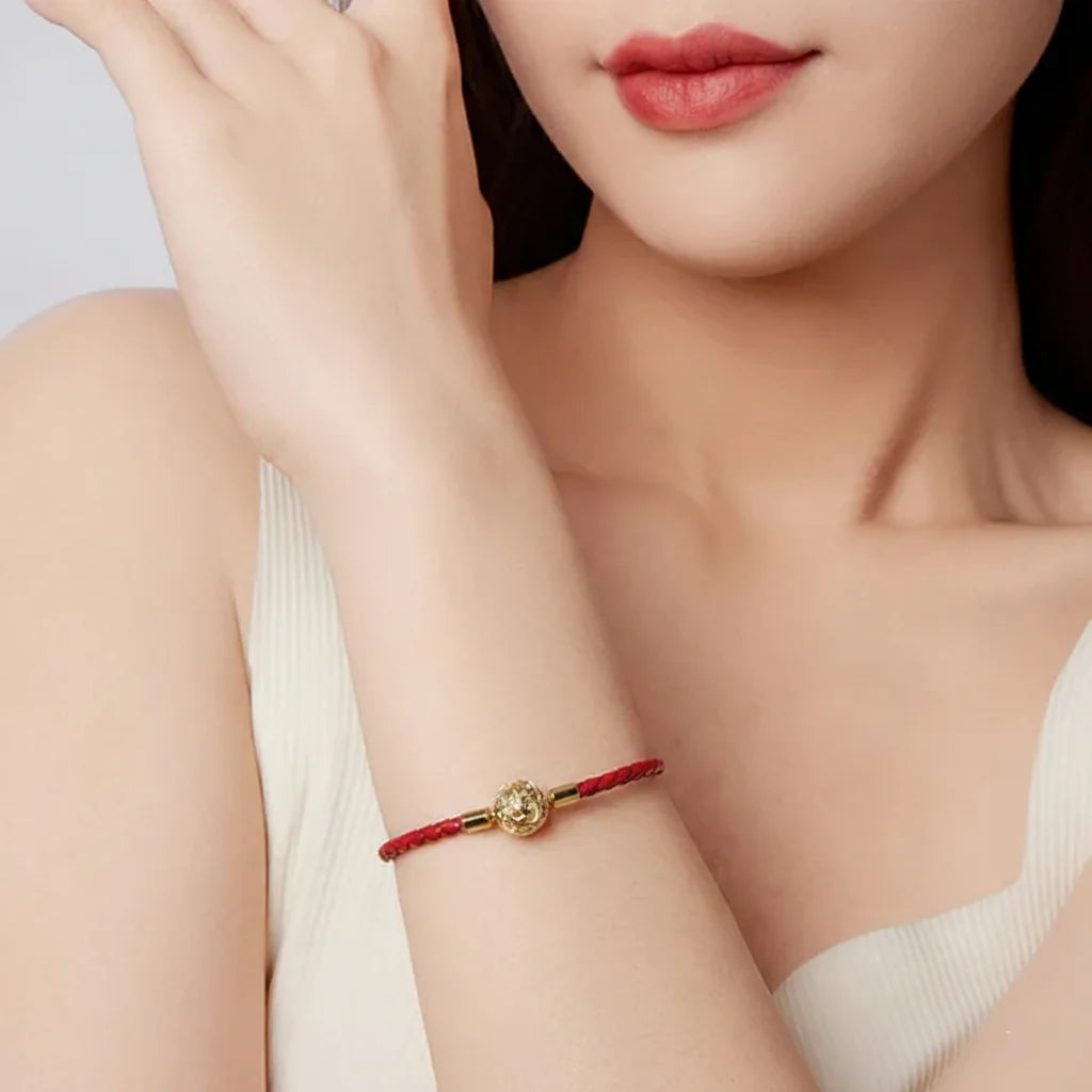 925 Sterling Silver Retro Scroll Red Rope Leather Bracelet