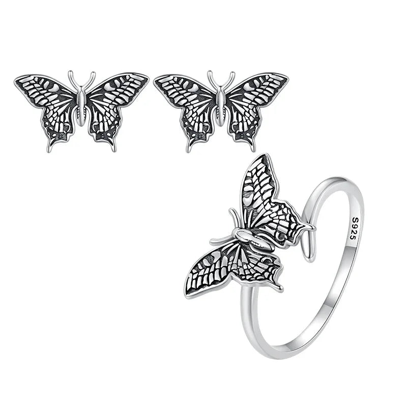 925 Sterling Silver Butterfly Jewelry Set
