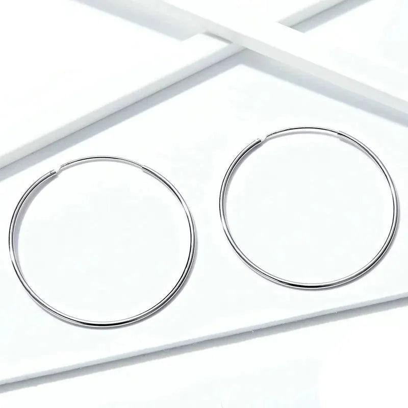925 Sterling Silver Large Circle Hoop Earrings