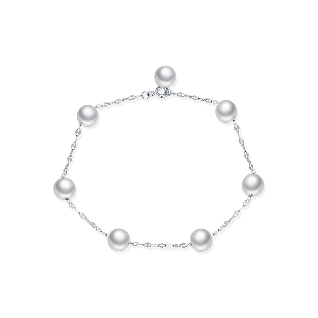 925 Sterling Silver Crystal Pearl Charm Bracelet