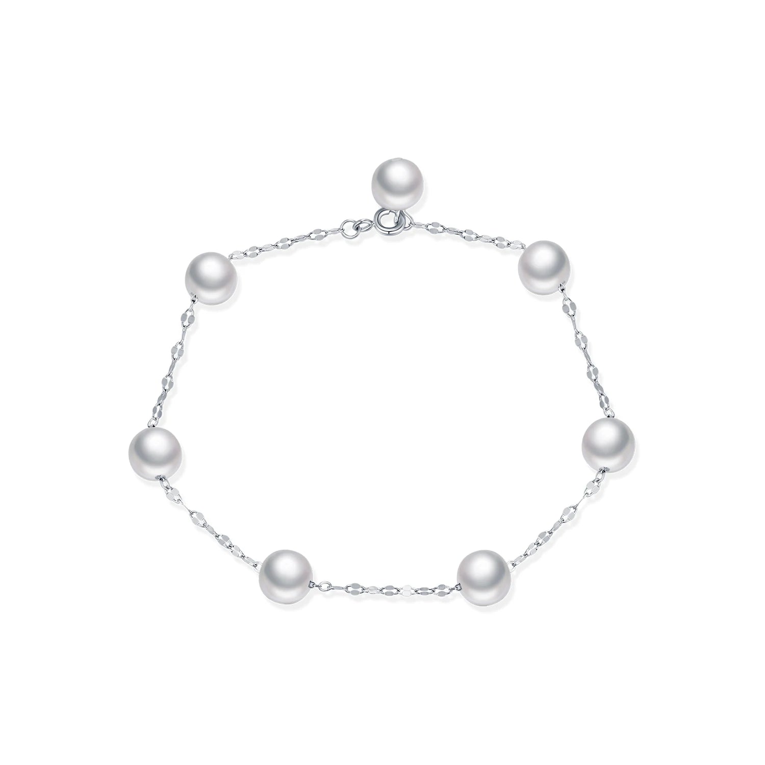 925 Sterling Silver Crystal Pearl Charm Bracelet