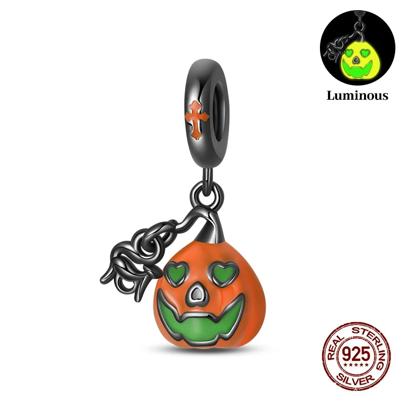 925 Sterling Silver Halloween Luminous Charm Bead