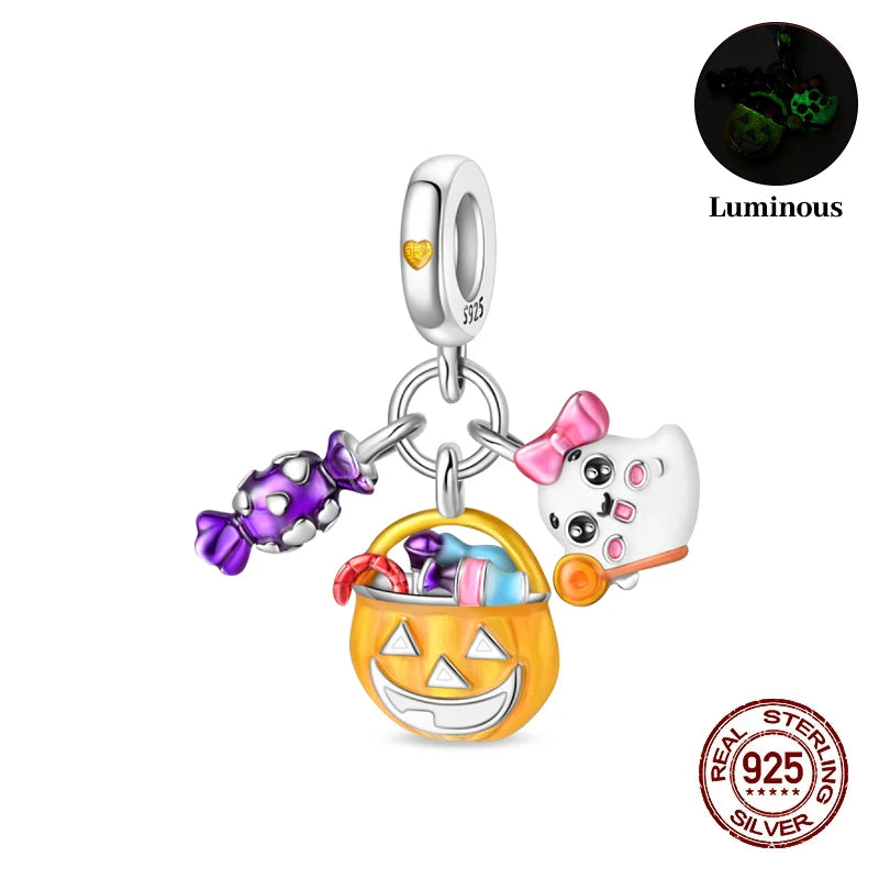 925 Sterling Silver Halloween Luminous Charm Bead