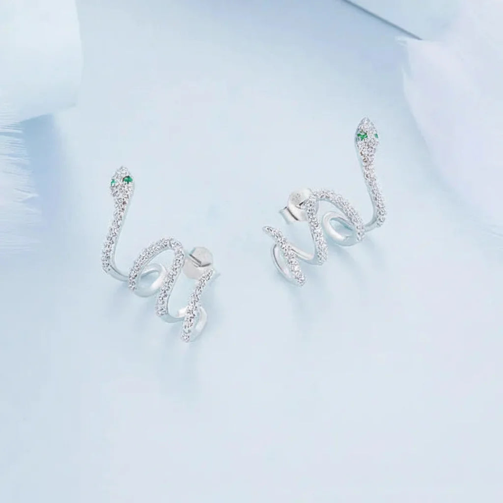 925 Sterling Silver Multi-Layer Snake Stud Earrings