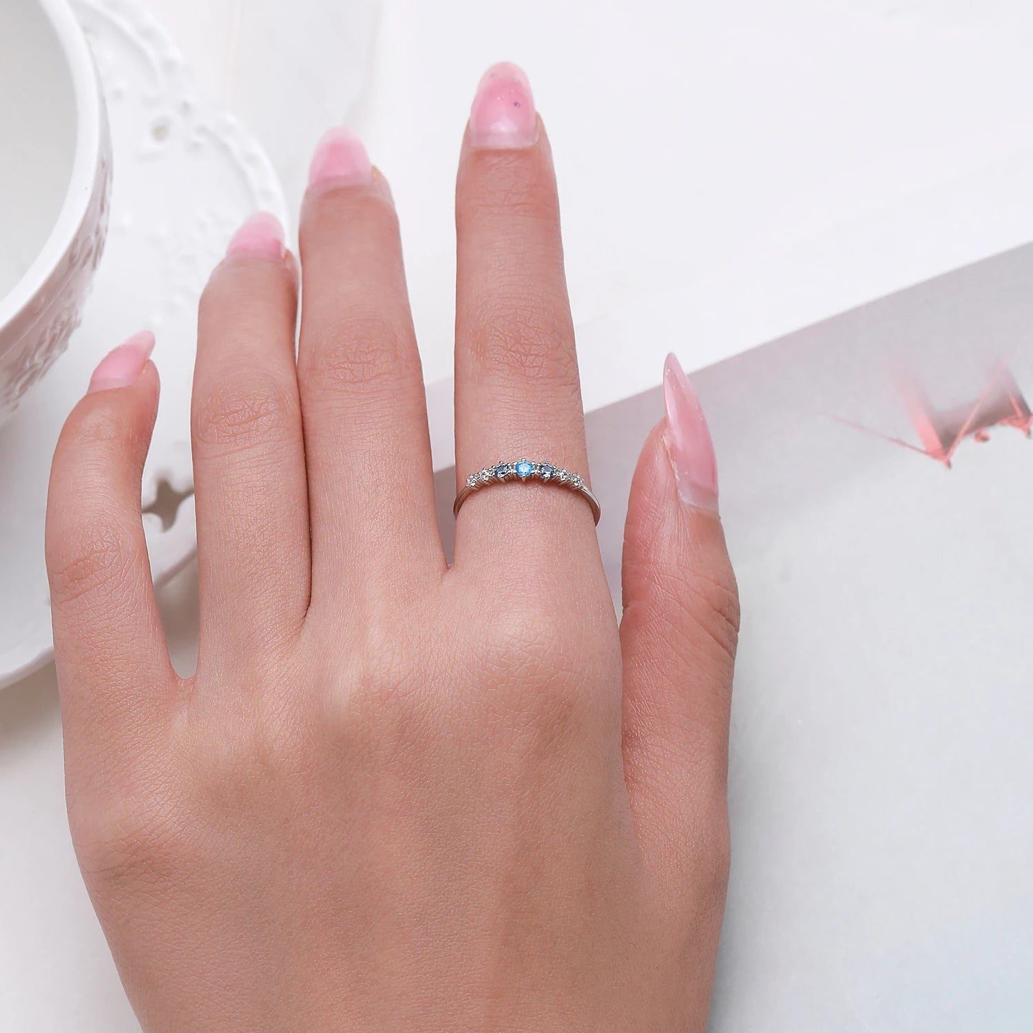 925 Sterling Silver Blue Zirconia Jewelry Set