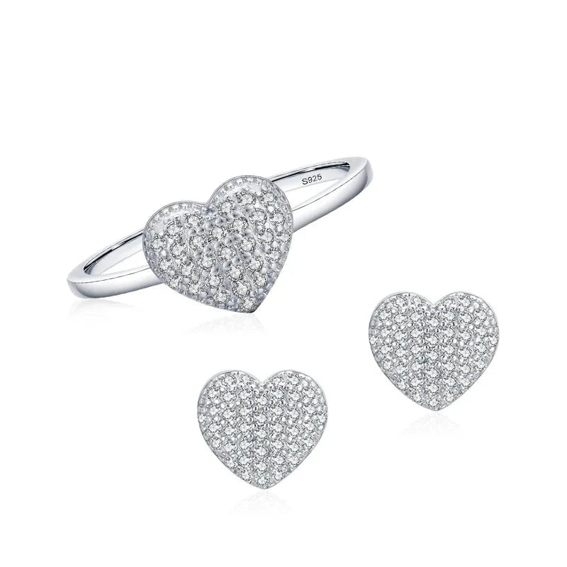 925 Sterling Silver Romantic Heart Jewelry Set
