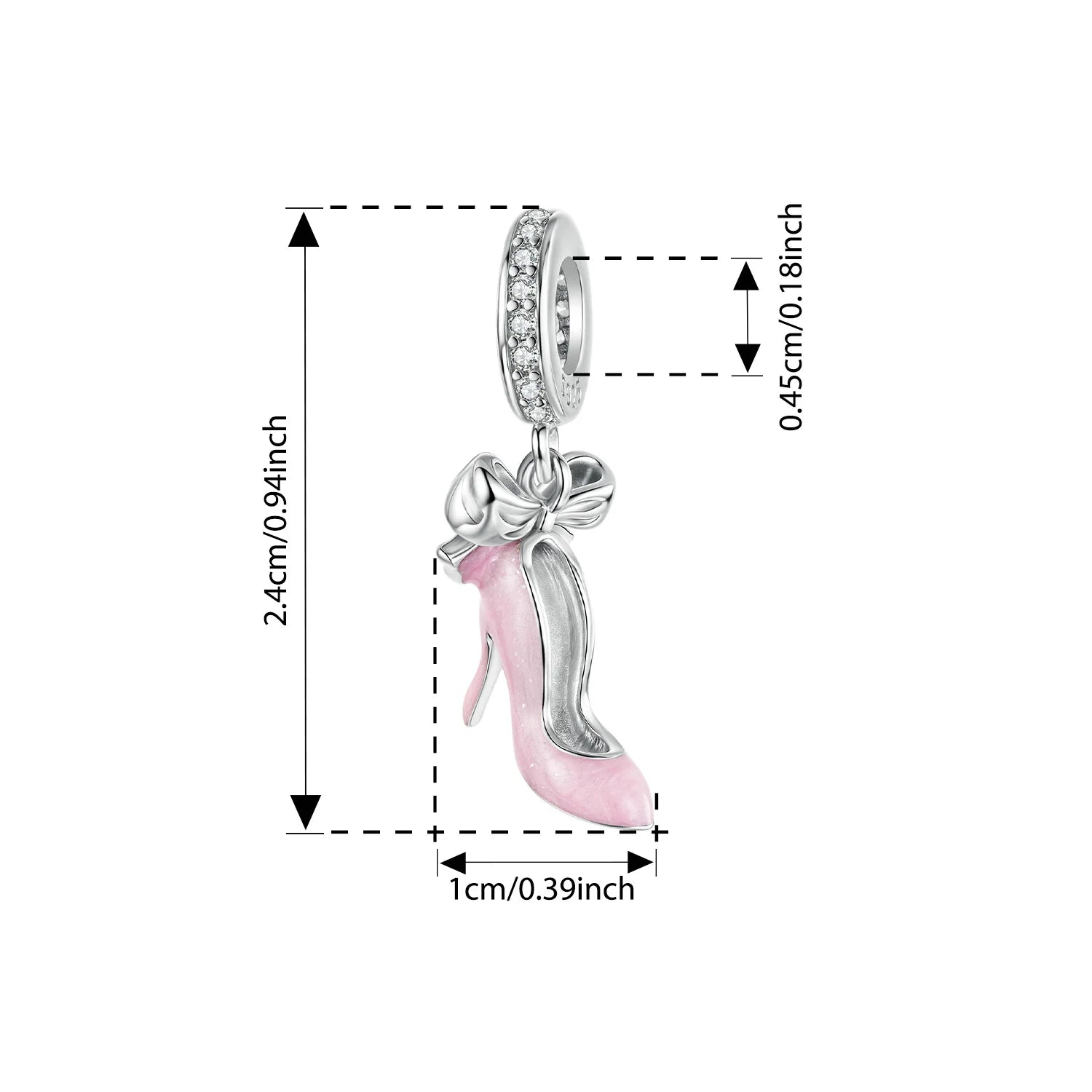 925 Sterling Silver Pink Cherry Bow Charm